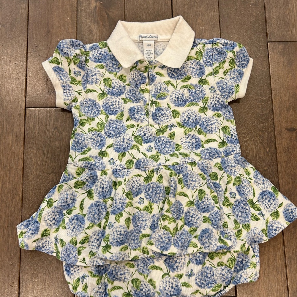 Ralph Lauren Blue and Green Floral Polo Dress